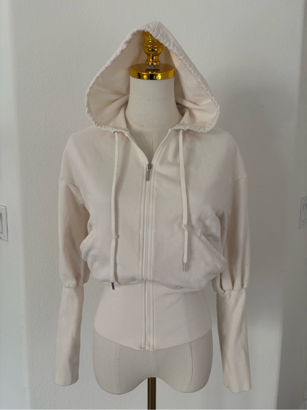 Metro Cream Zip-Up Hooded Sweatshirt